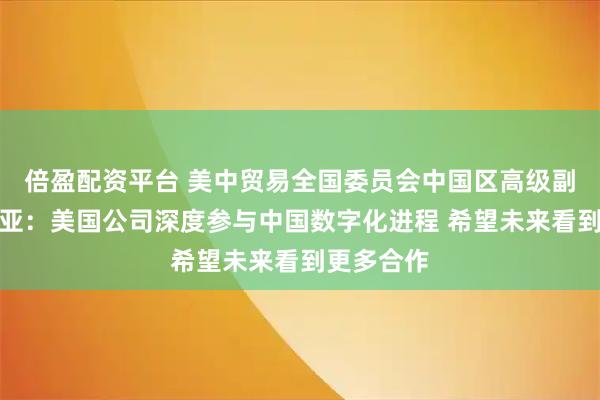倍盈配资平台 美中贸易全国委员会中国区高级副会长范诺亚：美国公司深度参与中国数字化进程 希望未来看到更多合作